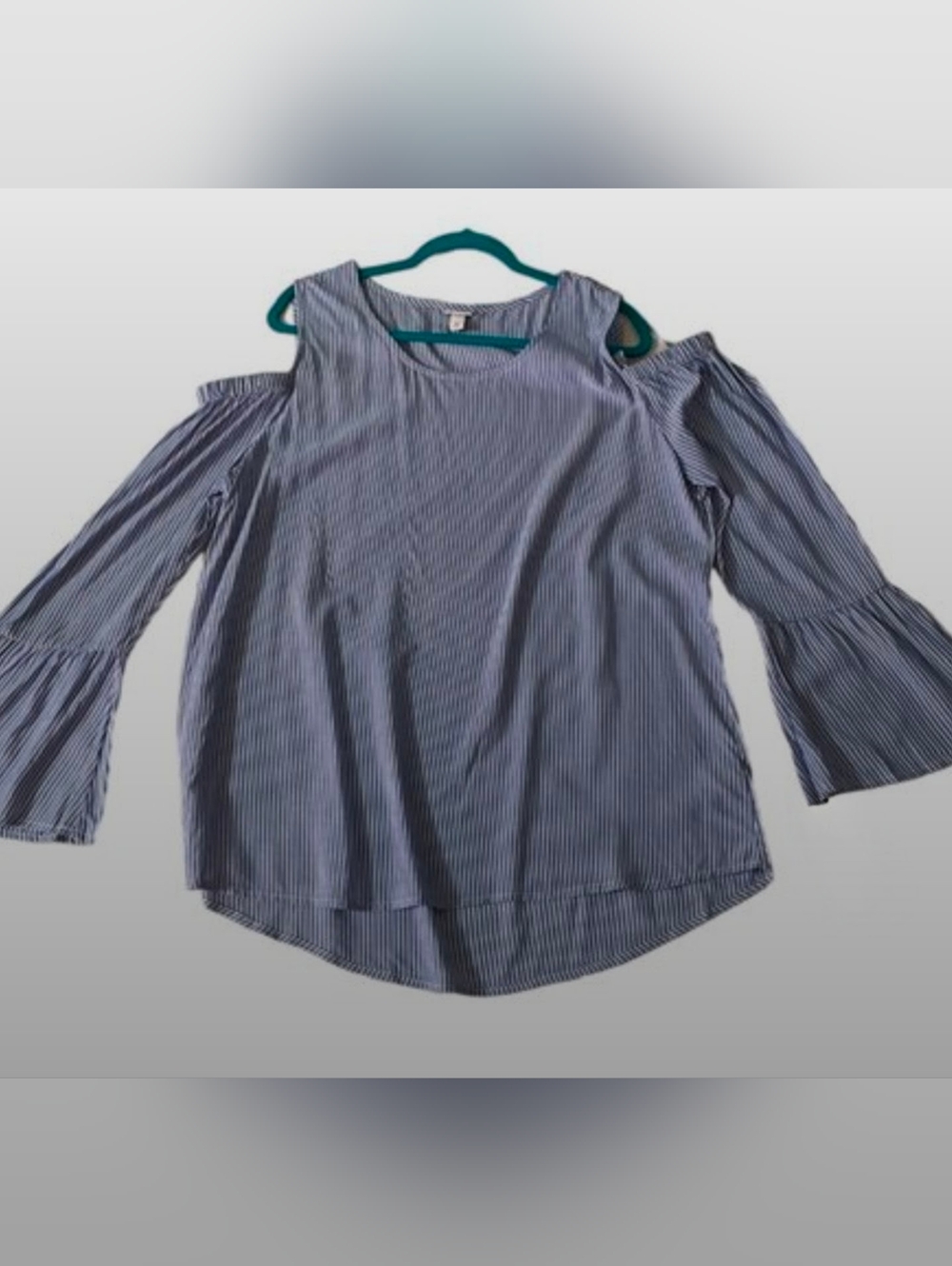 Merona Blue Striped Cold Shoulder Blouse